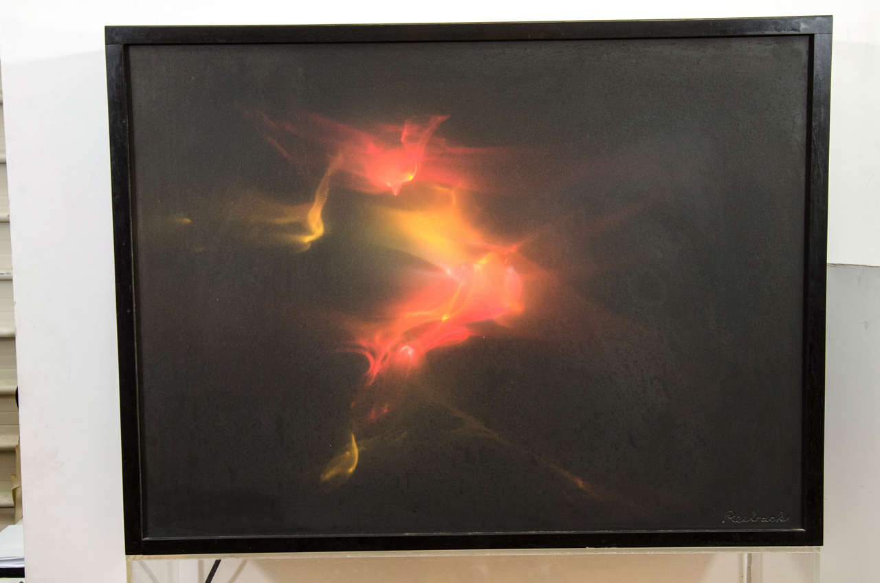 20th Century Earl Reiback Kinetic Lightbox Sculpture w/ Lucite Stand