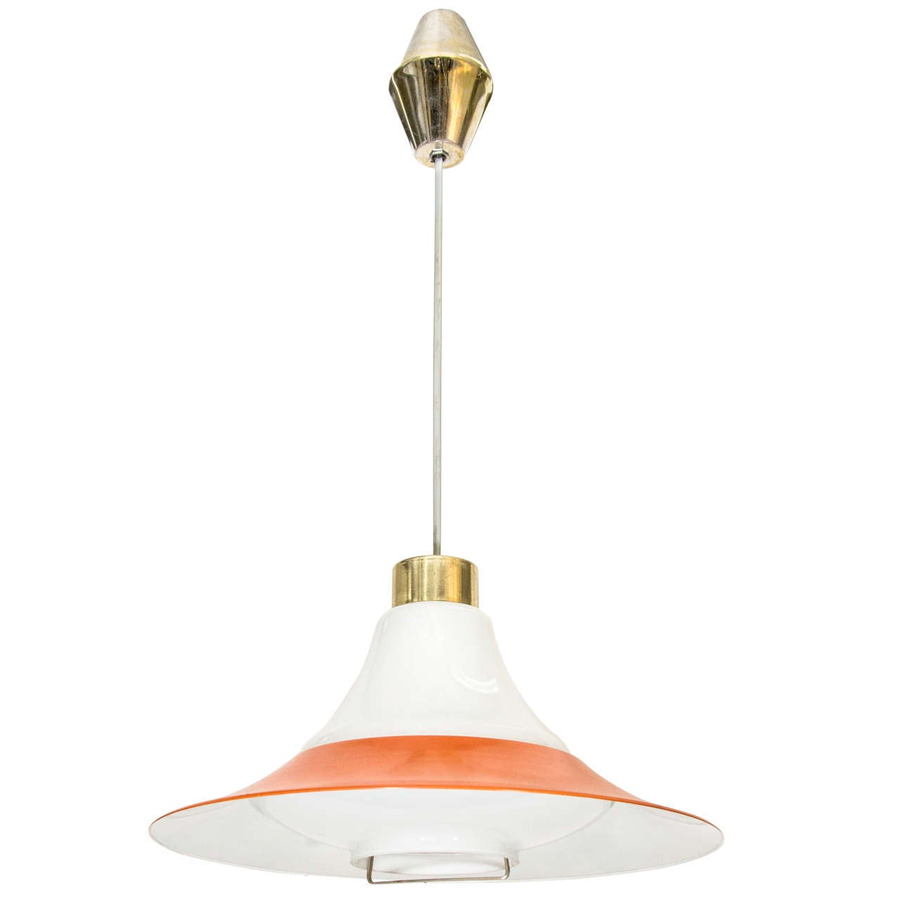 Midcentury Orange and White Tulip Pendant Lamp