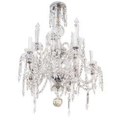 Mid Century French Crystal Chandelier w/ Smokey Crystal Ball