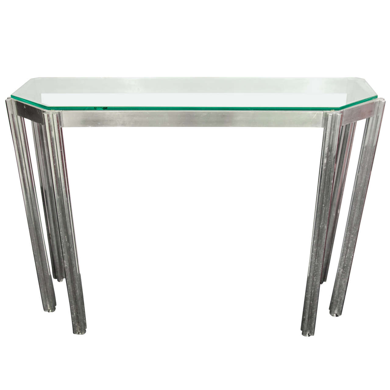 Alessandro Albrizzi Glass Top Console on Chrome Base
