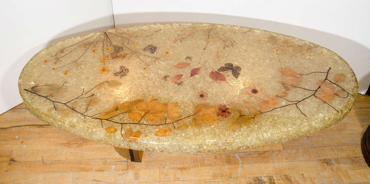 Vintage Amber Resin Illuminated Coffee Table w/ Nature Specimens 2