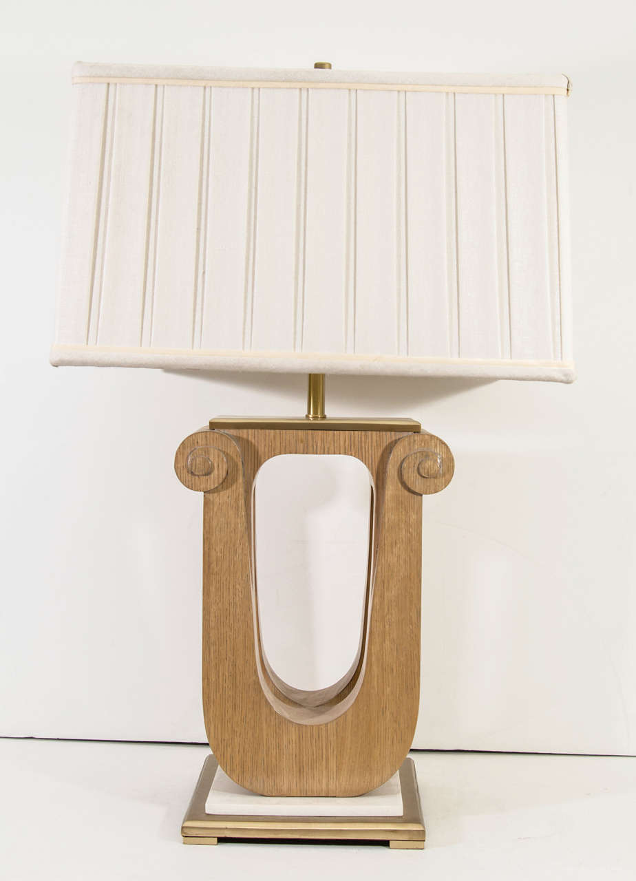 Pair of Vintage Art Deco Style Wooden Lamps at 1stDibs