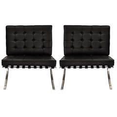 Vintage Pair of Barcelona Chairs, Mies van der Rohe for Knoll
