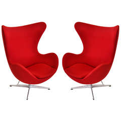 Pair of Arne Jacobsen Egg Chairs Fritz Hansen