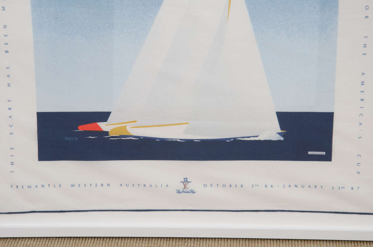 French Louis Vuitton Limited Edition Vuitton Cup Series Silk Scarf For Sale