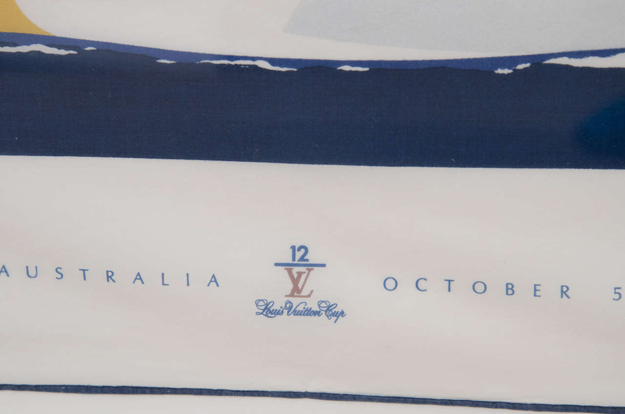 Louis Vuitton Limited Edition Vuitton Cup Series Silk Scarf For Sale 1