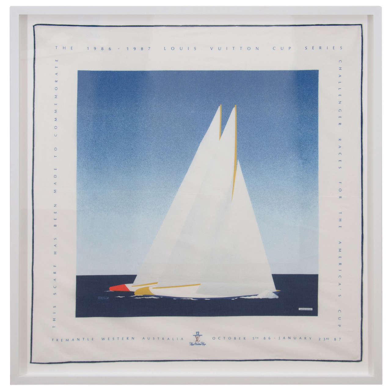 LOUIS VUITTON c.1995 Louis Vuitton Cup Yacht Nautical Print Silk Scarf  LTD ED at 1stDibs