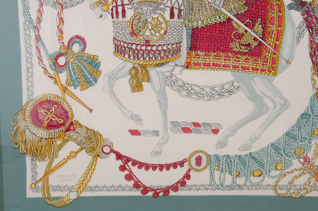 Hermes Silk Scarf, Festooned Horse and Rider, France, circa 1950 For Sale 1
