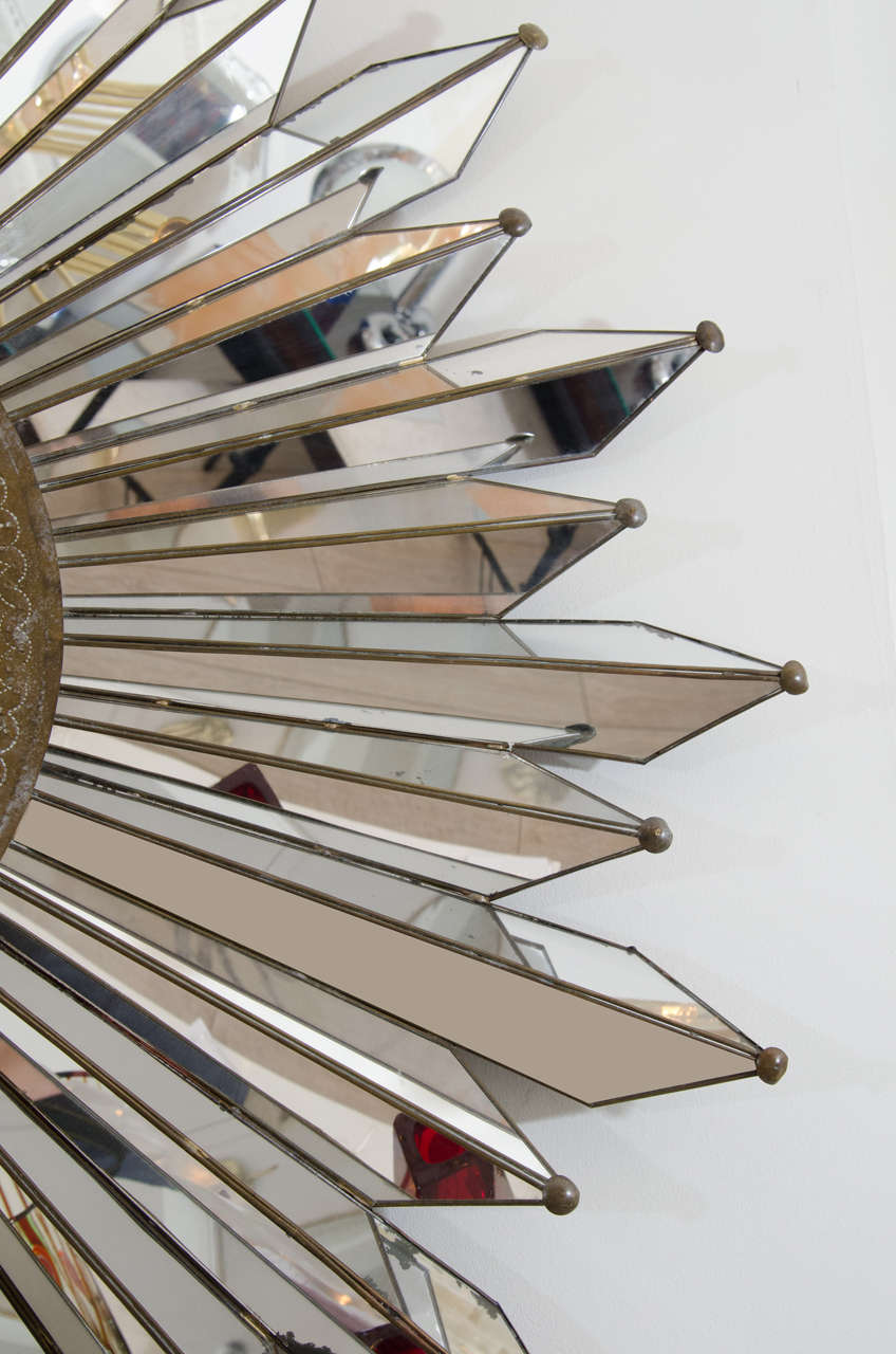 Mid-Century Modern Convex Sunburst Mirror