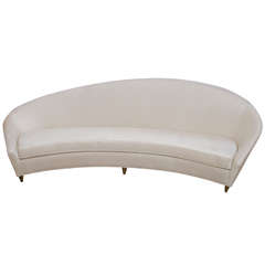 Upholstered Curved Sofa with Brass Feet