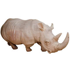 Monumental Wood Rhinoceros Sculpture