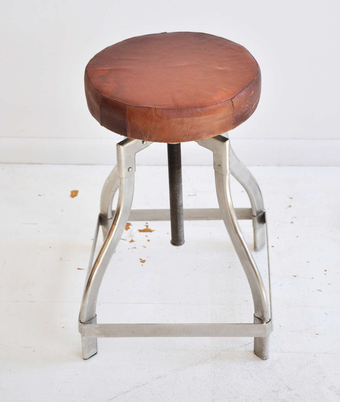 Industrial Leather Stools In Good Condition In Phoenix, AZ