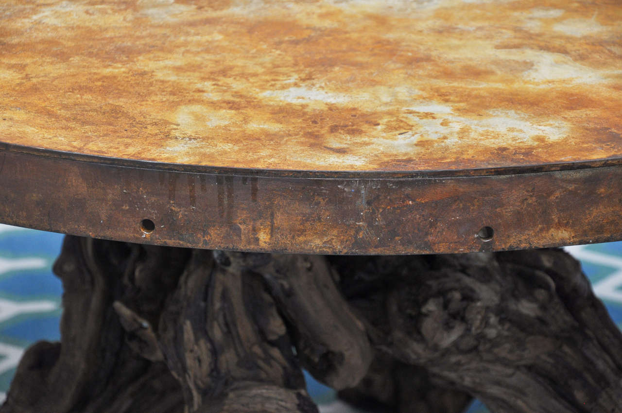 Bespoke Round Copper Top Table In Good Condition In Phoenix, AZ