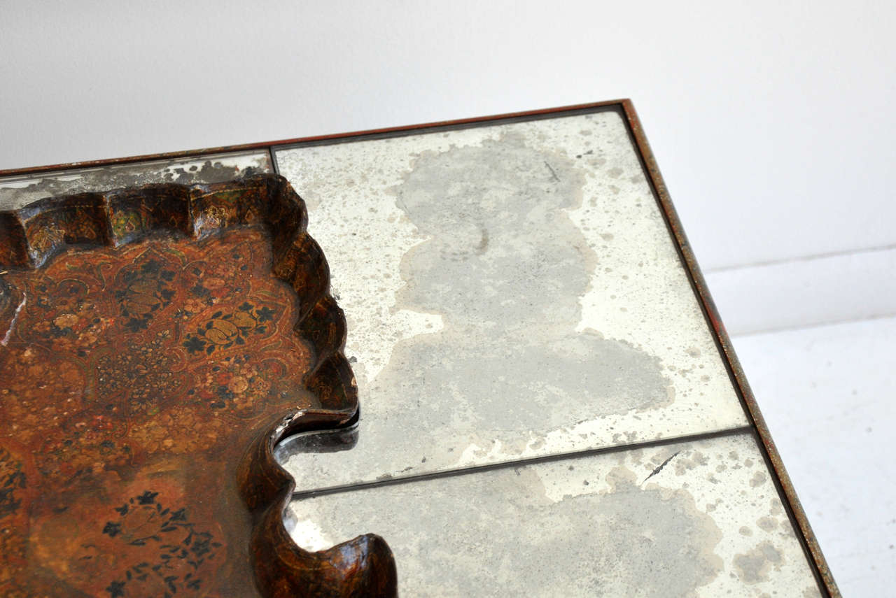 Mirrored Cocktail Table with Scalloped Tray 1