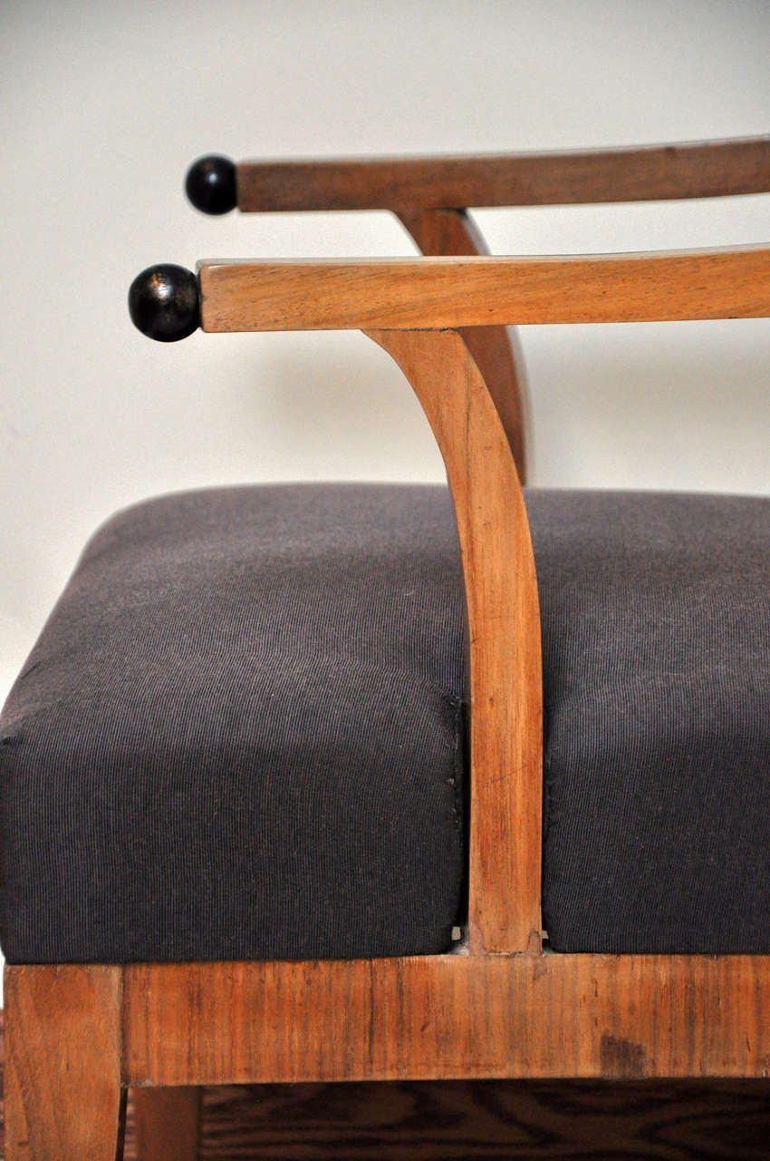 19th Century Biedermeier Walnut Armchair with Ebonized Details