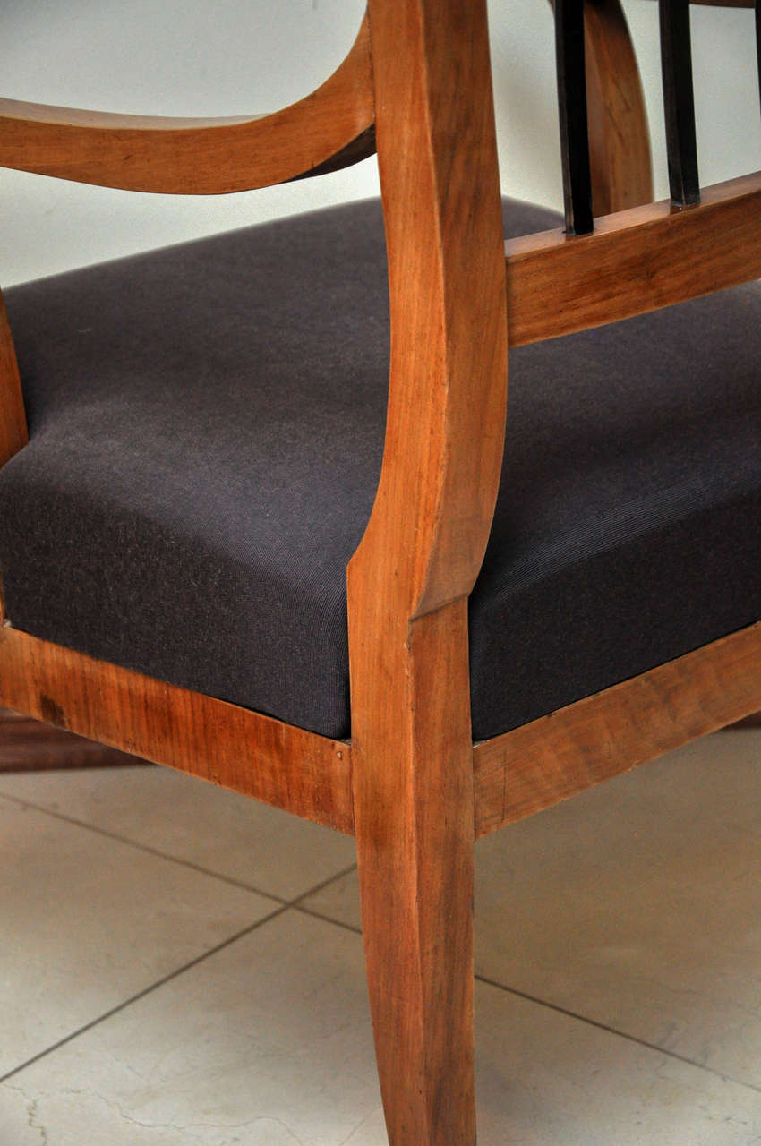 Biedermeier Walnut Armchair with Ebonized Details 2