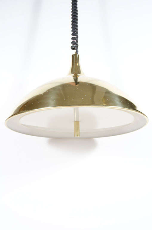 Finlandia Brass Counter-Weight Pendant after Paavo Tynell by Litecraft Mfg Corp. In Excellent Condition For Sale In New York, NY