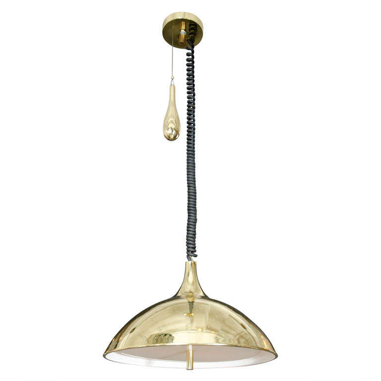 Finlandia Brass Counter-Weight Pendant after Paavo Tynell by Litecraft Mfg Corp. For Sale