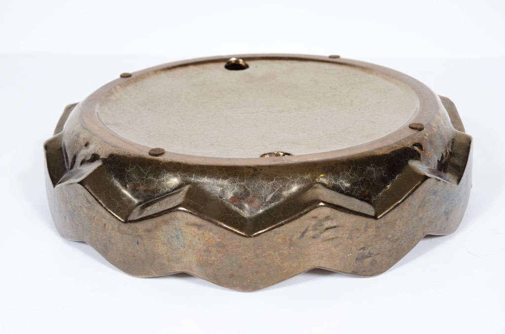 Ceramic Gunmetal Lustre Ware Zig Zag Bowl by Design Technics In Excellent Condition In New York, NY