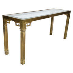 Chinoiserie Brass & Glass Long Console by Mastercraft 5
