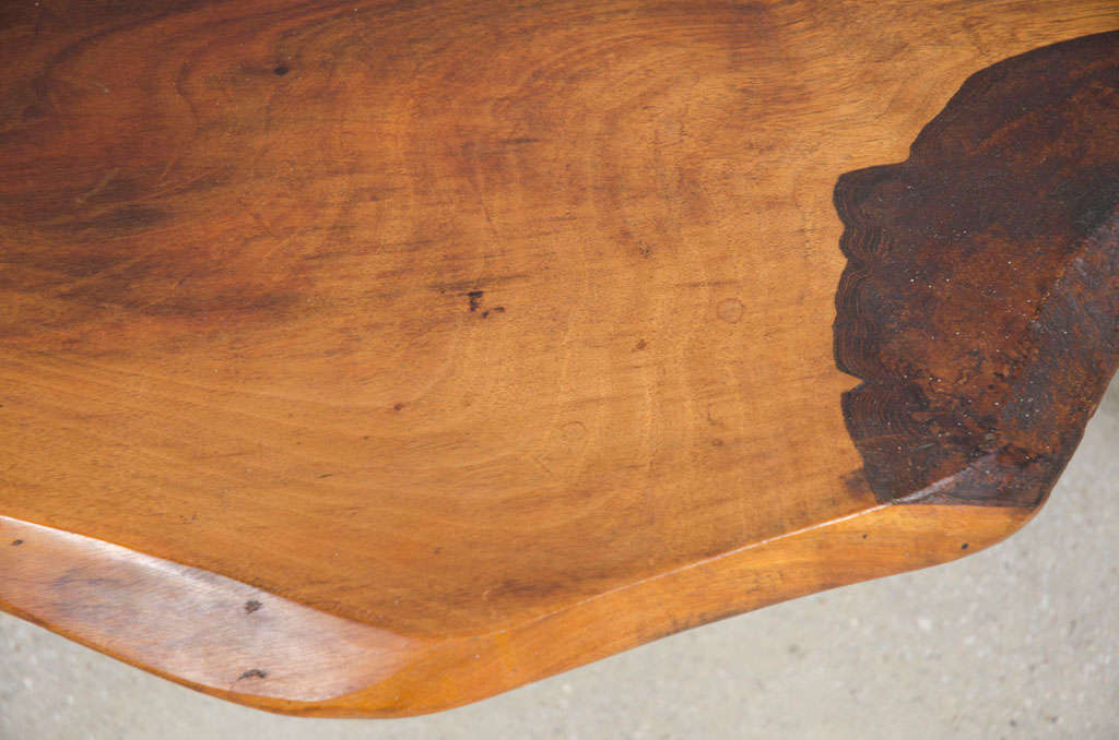 Mid-20th Century American Free Edge Walnut Slab Cocktail Table by Roy Sheldon For Sale