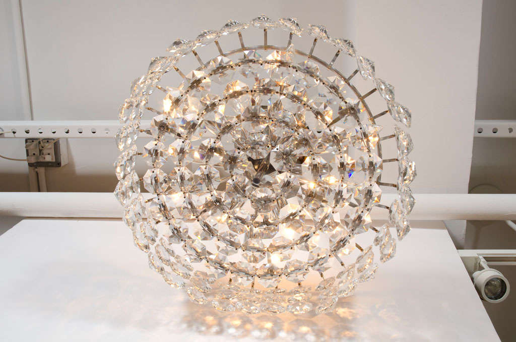 drum chandelier with crystals
