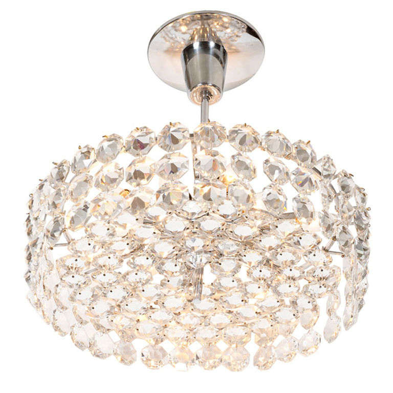 Austrian Crystal Drum Chandelier by Bakalowits and Sohne For Sale