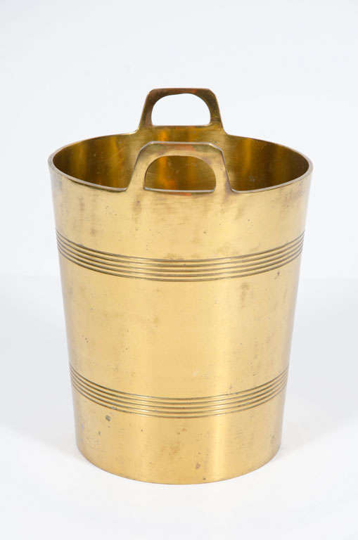 Brass Ice Bucket on Faux Bamboo Stand by MaitlandSmith at 1stDibs