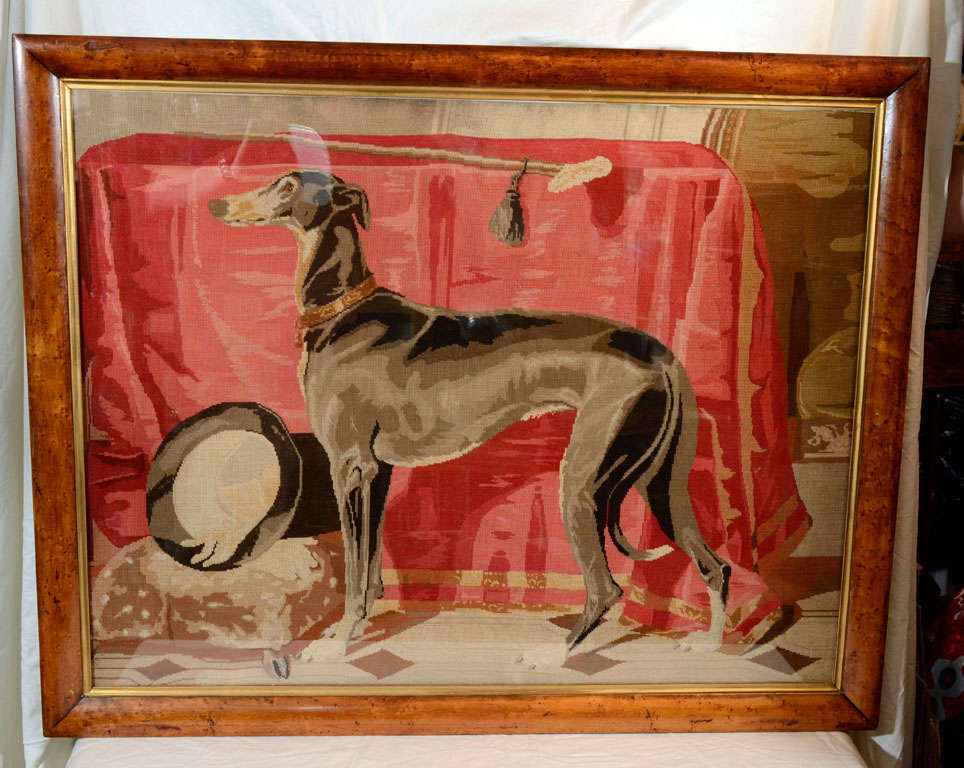 A Large English Tapestry Needlework of a Royal Whippet, Eos