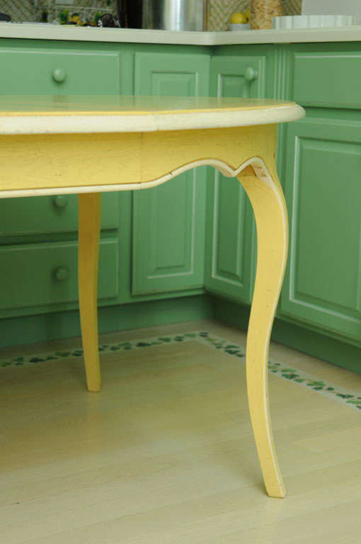French Provencal Painted Oak Dining Table with Two Leaves at 1stDibs