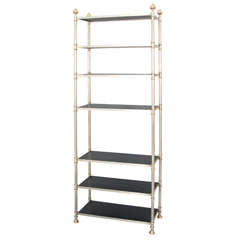 Maison Jansen Stainless Steel and Brass Etagere