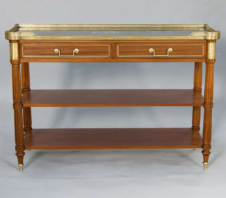 Directoire Table with Marble Top and Bronze Gallery