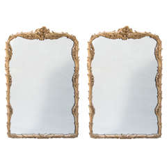 Pair of Silvergilt Foliate Carved Mirrors