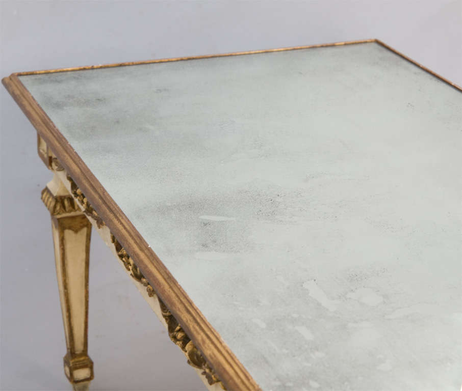 Painted and Parcel Gilt Coffee Table with Mirrored Top 3