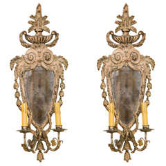 Pair of Carved Wood Sconces