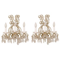 Pair of Italian Maria Theresa Style Beaded Sconces