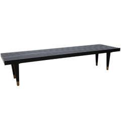 Mid Century Slatted Wood Bench