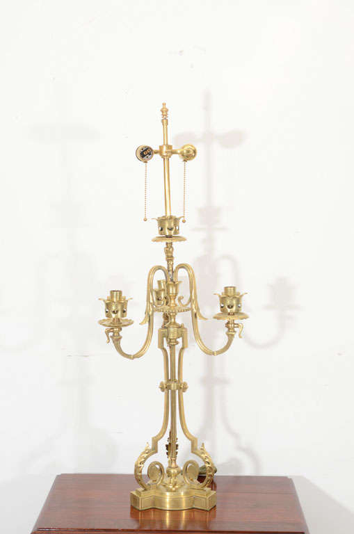 A 19Th Century Brass Candelabras as Table Lamp