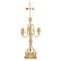 A 19Th Century Brass Candelabras as Table Lamp