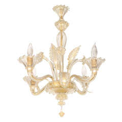 Elegant Murano Glass Chandelier with Stylized Acanthus Design