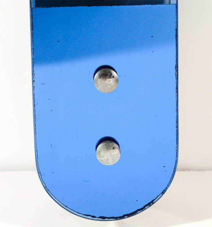 Italian Pair of Ultra Modernist Sconces with Blue Tinted Glass by VECA