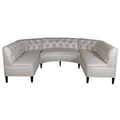 Exceptional Hollywood Tufted Sectional Sofa/Banquette in Metallic Boucle