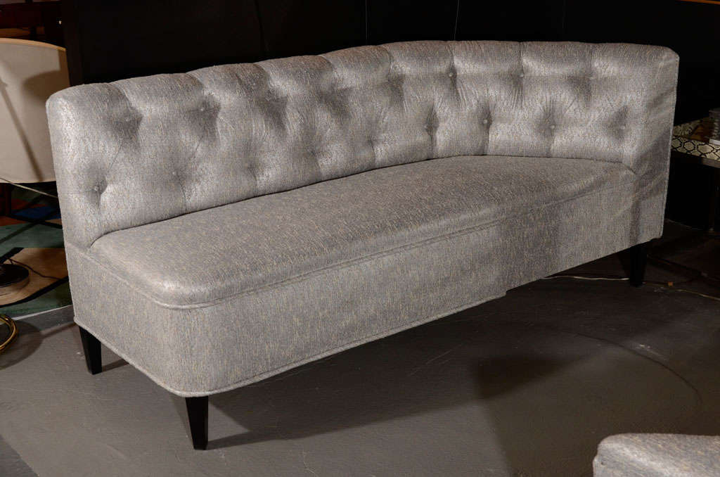 Exceptional Hollywood Tufted Sectional Sofa/Banquette in Metallic Boucle 1
