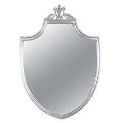 Elegant 1940s Shield Mirror in Silver Leaf by Grosfeld House