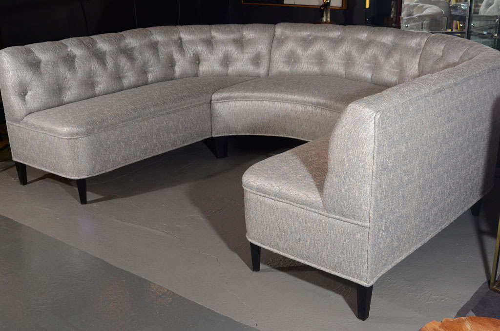 Exceptional Hollywood Tufted Sectional Sofa/Banquette in Metallic