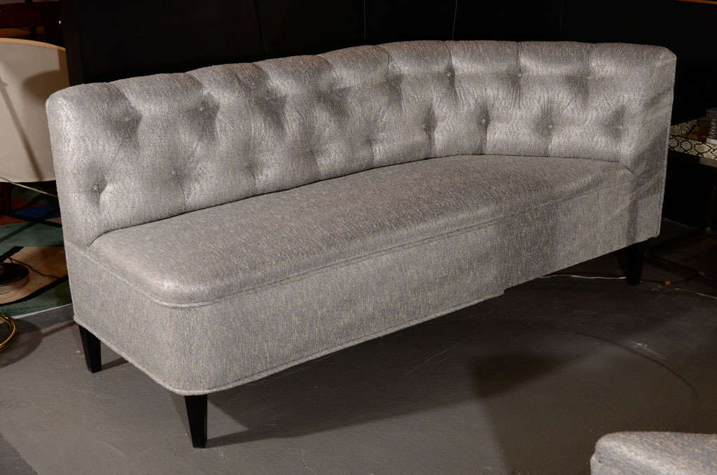 Exceptional Hollywood Tufted Sectional Sofa/Banquette in Metallic