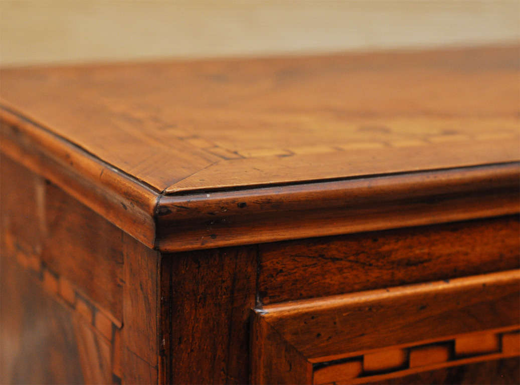 Wood Italian Chest with Geometric Inlay For Sale