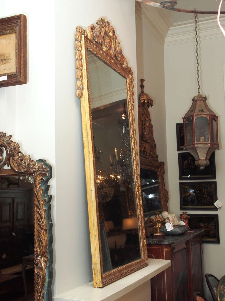 Finely Carved Louis XVI Style Giltwood Mirror For Sale 2