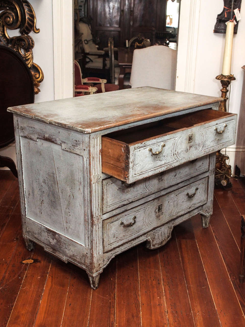 18th Century and Earlier Painted Louis XVI Commode For Sale