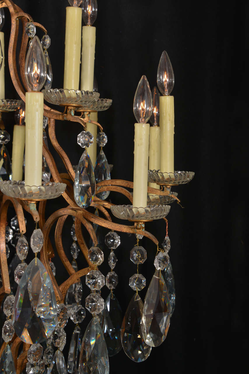 French Provincial Eighteen-Light Crystal Versailles Chandelier For Sale
